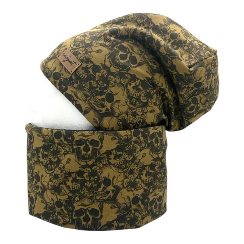 Dark Skulls, Beanie Mit Passendem Loop Oder Einzeln, Winter Set, Übergangs Mützen Für Kinder & Männer, Geschenk Weihnachten von nadycat