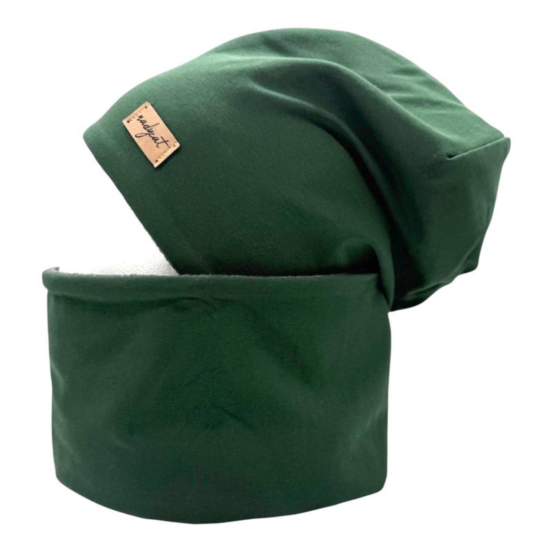 Dunkelgrün Uni Beanie & Passender Loop Oder Je Einzeln, Winter Set, Herbst Übergangs Geschenk Für Weihnachten von nadycat