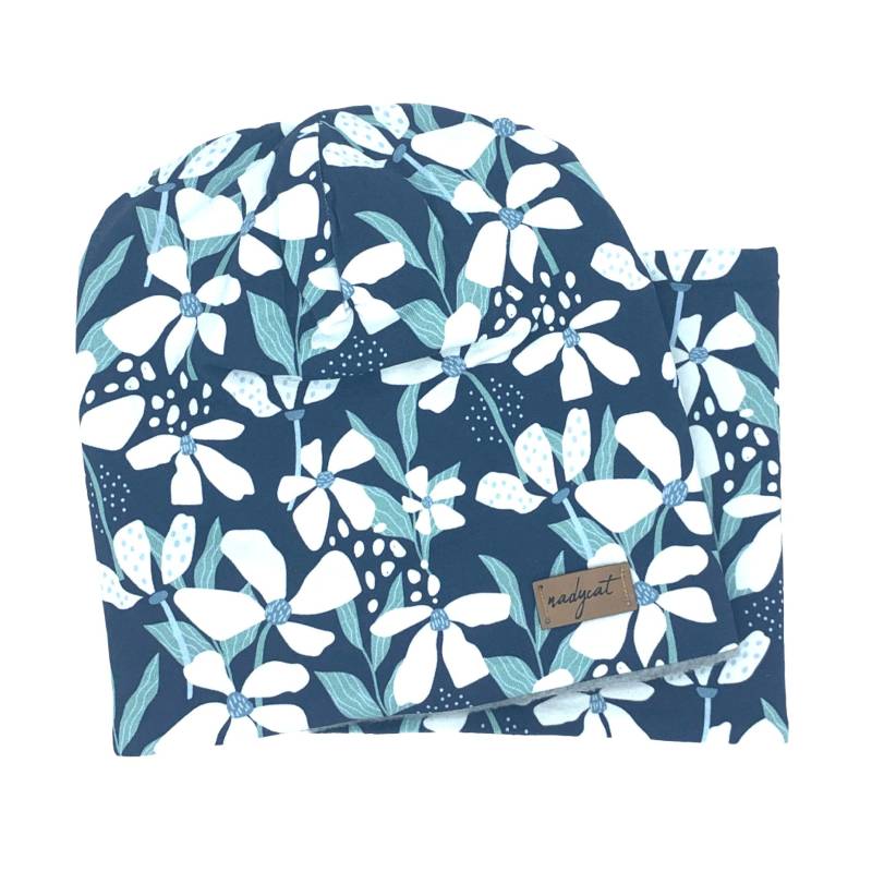 Gr.3 | 50-53cm, Flowers in The Sky Beanie Mit Passendem Loop, Winter Set von nadycat