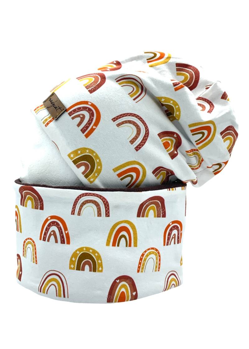 Gr.4 | 54-57cm, Rainbow Beanie Mit Passendem Loop, Winter Set von nadycat