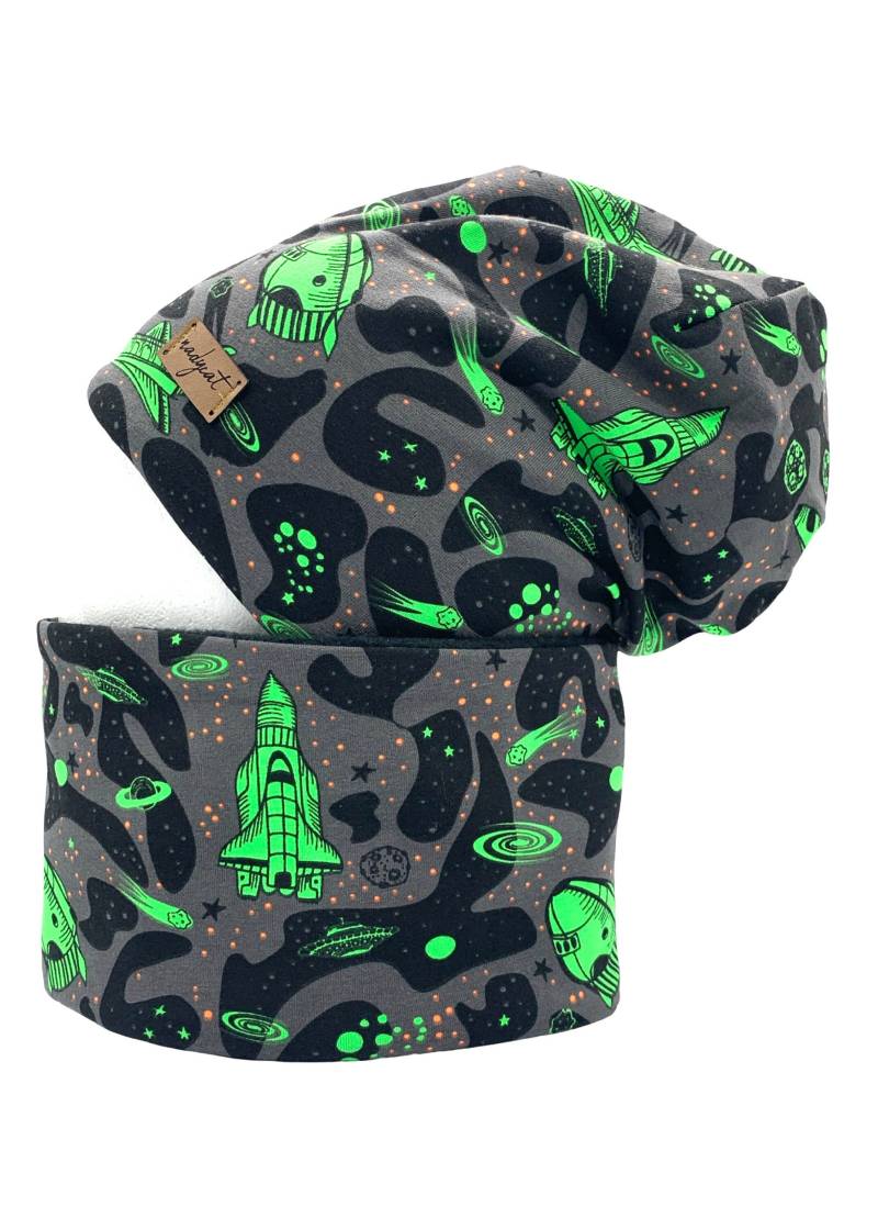 Neon Rocket Green, Beanie Mit Passendem Loop Oder Einzeln, Winter Set, Übergangs Mützen Set von nadycat