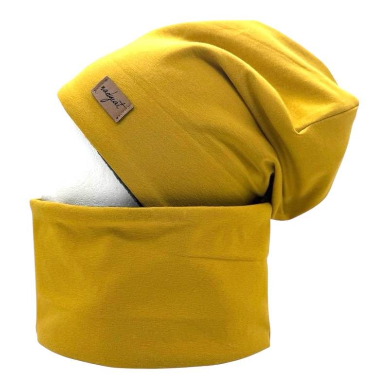 Senfgelb Uni Beanie & Passender Loop Oder Je Einzeln, Winter Set, Herbst Übergangs Geschenk Zu Weihnachten von nadycat
