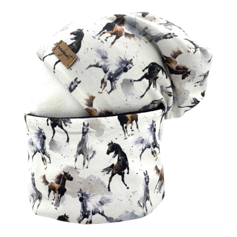 Wildpferde, Beanie Mit Passendem Oder Einzeln, Winter Set, Übergangs Geschenk Für Weihnachten von nadycat