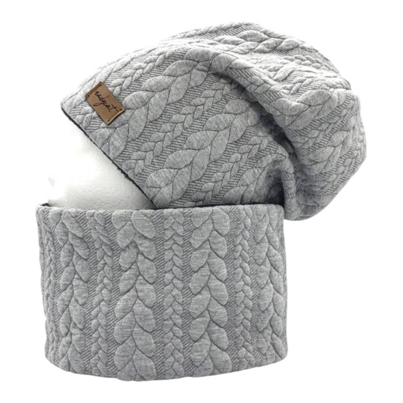 Zopf & Style Hellgrau, Beanie Mit Passendem Loop Oder Einzeln, Winter Set, Übergangs Mützen Geschenk Zu Weihnachten von nadycat