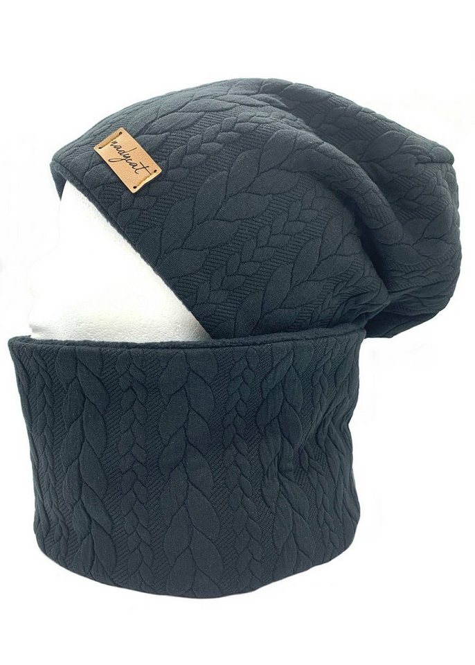 nadycat Beanie ZOPF & STYLE schwarz (2-St., Beanie mit passendem Loop) handgefertigt aus der Lausitz von nadycat