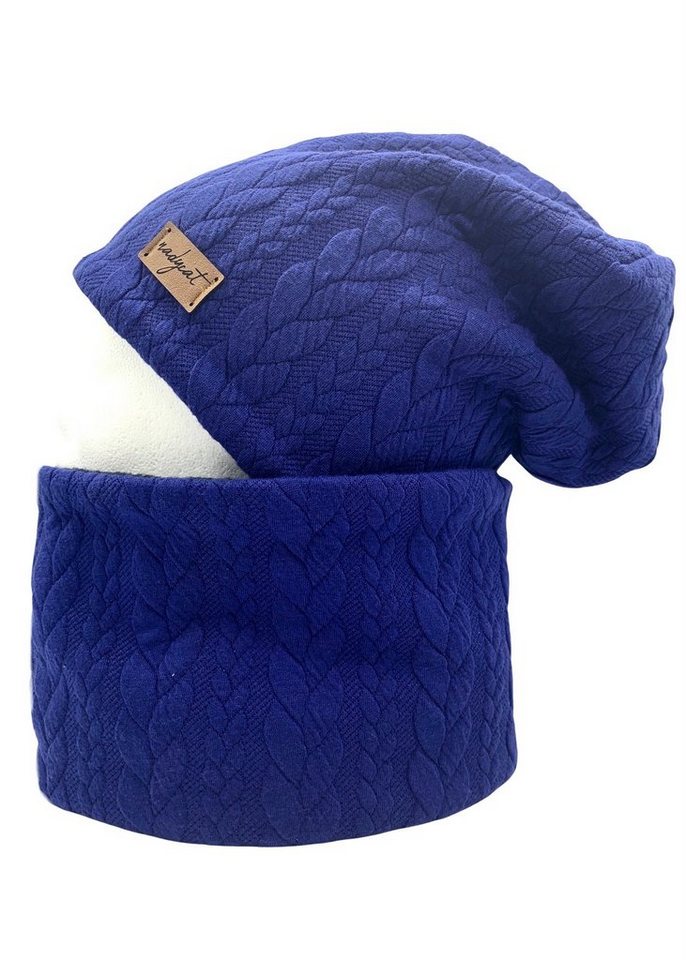 nadycat Beanie ZOPF & STYLE kobalt (2-St., Beanie mit passendem Loop) handgefertigt aus der Lausitz von nadycat