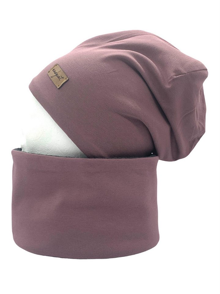 nadycat Beanie ALTMAUVE UNI (2-St., Beanie & Loop) handgefertigt aus der Lausitz von nadycat