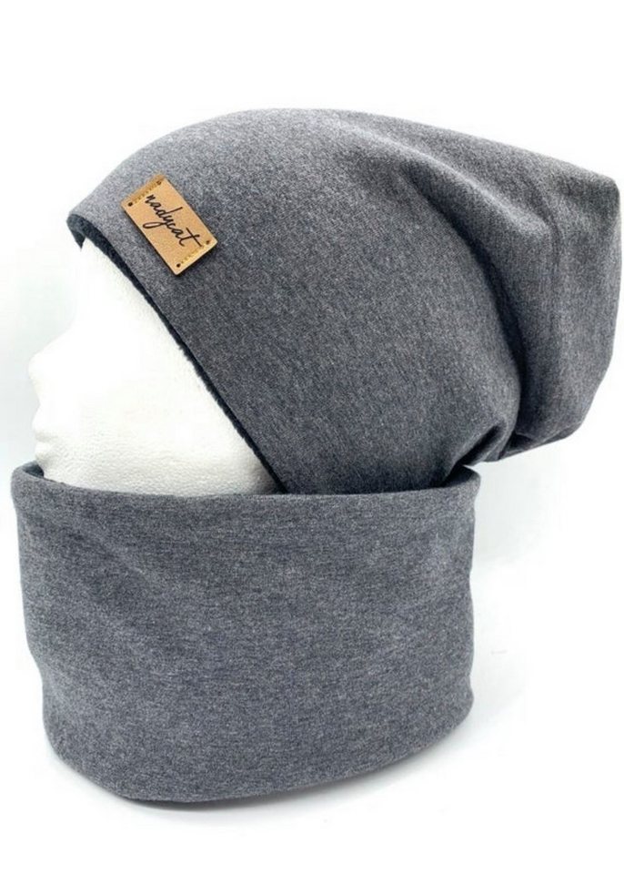 nadycat Beanie ANTHRAZIT meliert UNI (2-St., Beanie & Loop) handgefertigt aus der Lausitz von nadycat