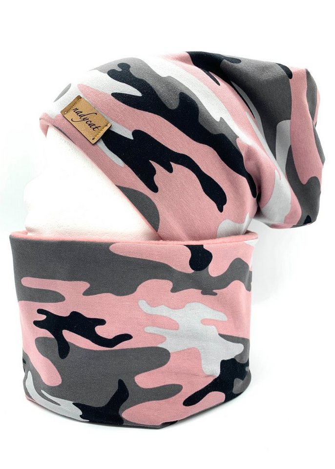 nadycat Beanie CAMOUFLAGE rosa (2-St., Beanie & Loop) handgefertigt aus der Lausitz von nadycat