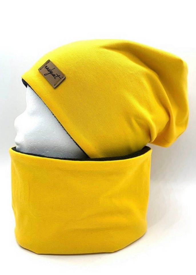 nadycat Beanie GELB UNI (2-St., Beanie & Loop) handgefertigt aus der Lausitz von nadycat