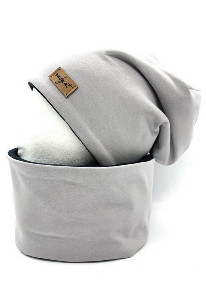 nadycat Beanie GREY UNI (2-St., Beanie & Loop) handgefertigt aus der Lausitz von nadycat