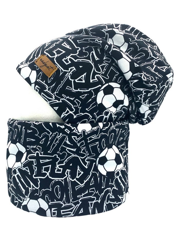 nadycat Beanie FUSSBALL (2-St., Beanie & Loop Set) handgefertigt aus der Lausitz von nadycat