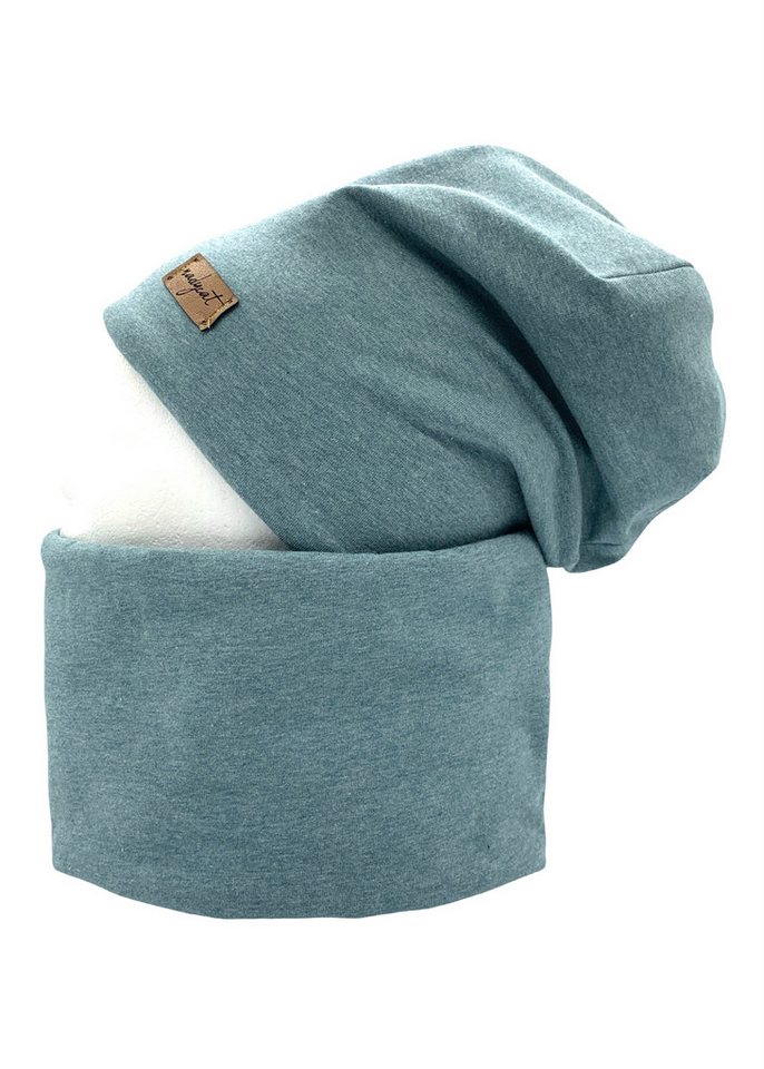 nadycat Beanie JEANSBLAU meliert UNI (2-St., Beanie & Loop) handgefertigt aus der Lausitz von nadycat