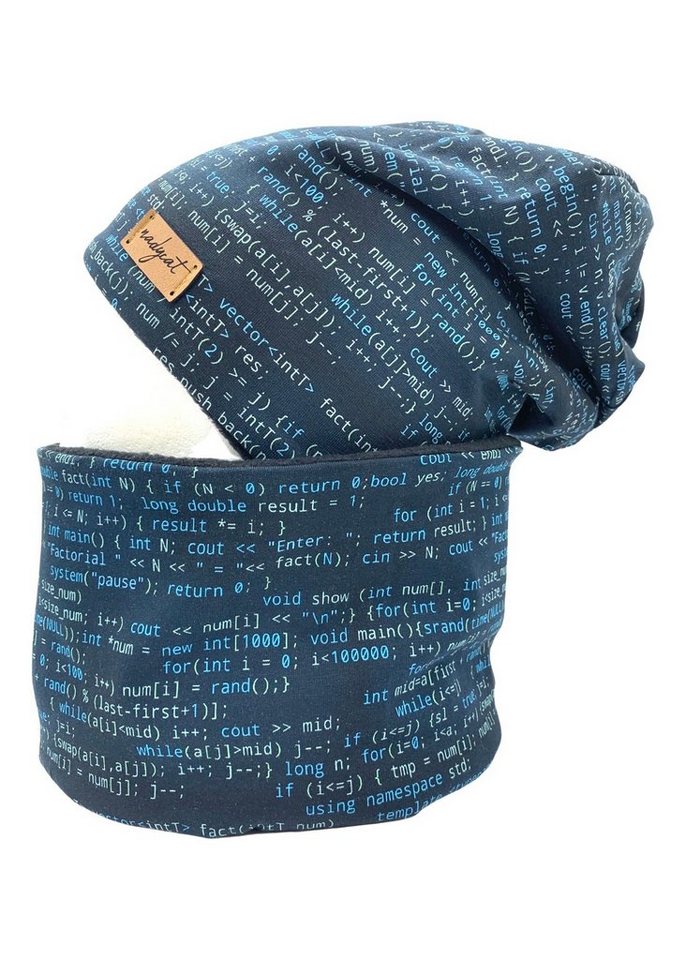 nadycat Beanie METRIX blau (2-St., Beanie & Loop) handgefertigt aus der Lausitz von nadycat