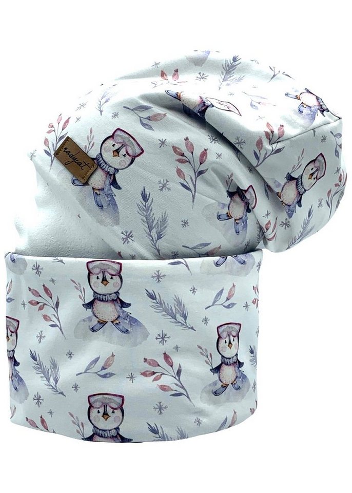 nadycat Beanie SNOW PINGUIN (2-St., Beanie & Loop Set) handgefertigt aus der Lausitz von nadycat