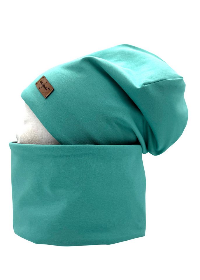 nadycat Beanie TÜRKIS UNI (2-St., Beanie mit passendem Loop) handgefertigt aus der Lausitz von nadycat