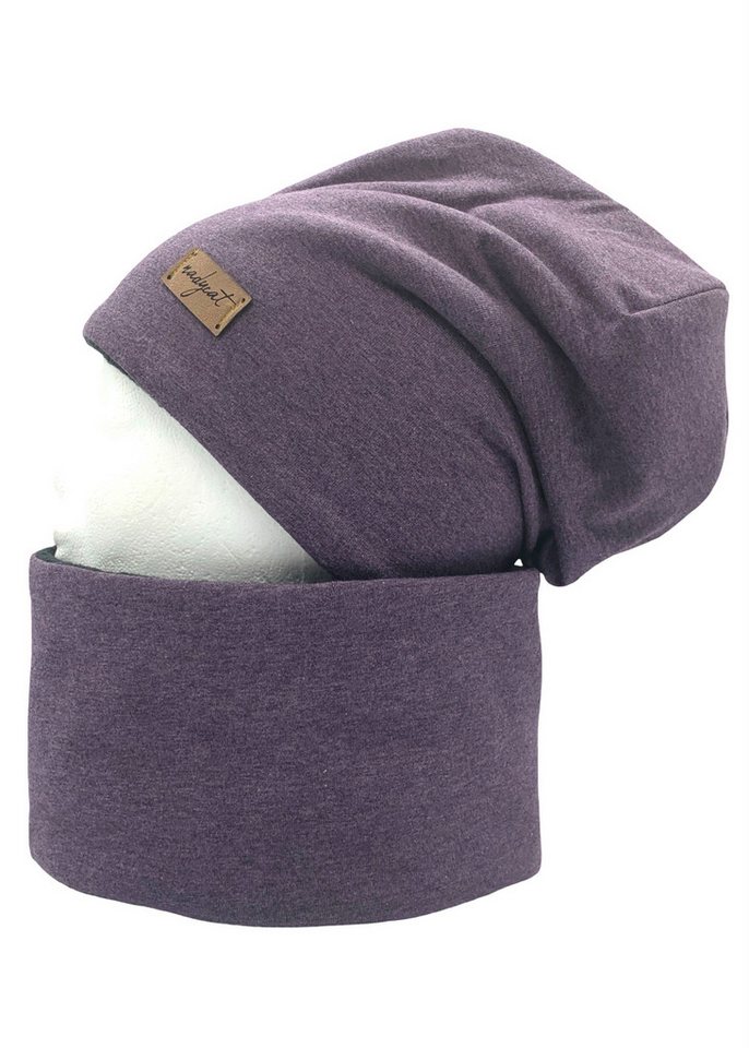 nadycat Beanie VIOLETT meliert UNI (2-St., Beanie & Loop) handgefertigt aus der Lausitz von nadycat