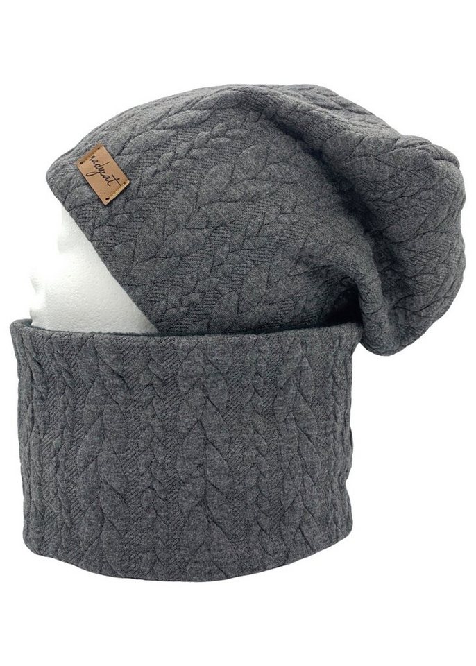 nadycat Beanie ZOPF & STYLE anthrazit (2-St., Beanie mit passendem Loop) handgefertigt aus der Lausitz von nadycat