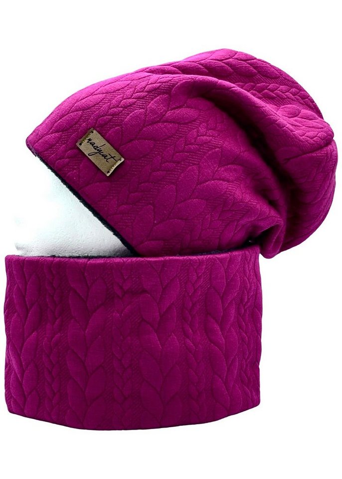 nadycat Beanie ZOPF & STYLE fuchsia (2-St., Beanie mit passendem Loop) handgefertigt aus der Lausitz von nadycat