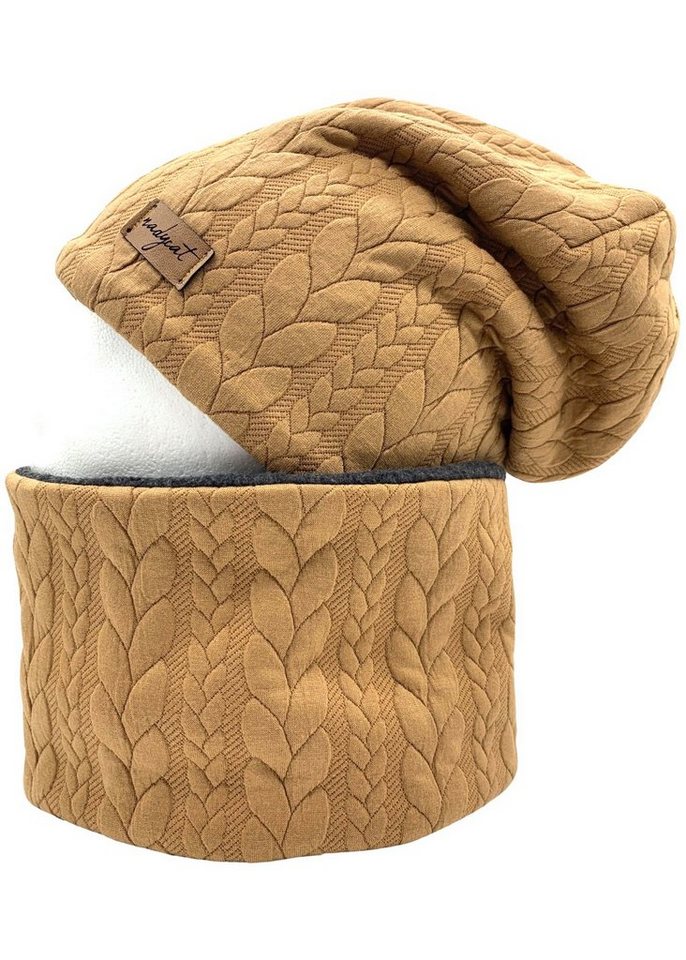 nadycat Beanie ZOPF & STYLE kamel (2-St., Beanie mit passendem Loop) handgefertigt aus der Lausitz von nadycat