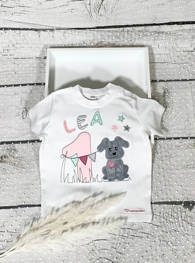 Mädchen Geburtstagsshirt Hund Sally Mit Zahl Personalisiert von naehdesigns