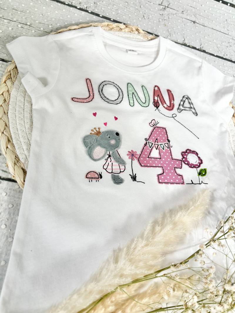 Mädchen Geburtstagsshirt Mit Zahl Maus Personalisiert von naehdesigns