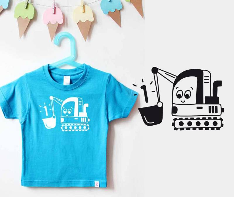 Geburtstagsshirt Kind | Bagger Türkis - Geburtstag Shirt Jungen Outfit 1 Jahr 1. T-Shirt von naehfeinBerlin