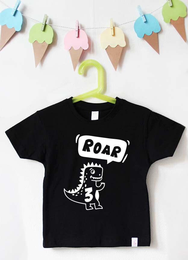 Geburtstagsshirt Kind | Dino Schwarz - 3. Geburtstag Shirt Kindershirt 3 Jahre T-Shirt Zum von naehfeinBerlin