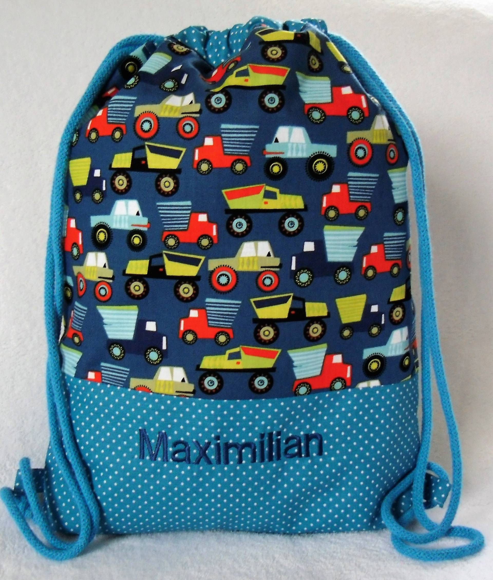 Turnbeutel "Fahrzeuge", Rucksack Mit Namen von naehkoerbchen