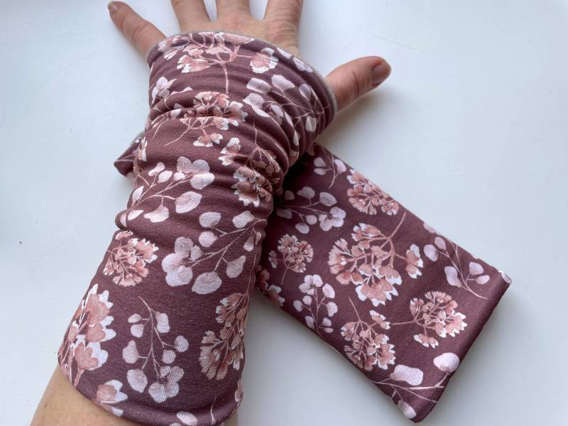 Armstulpen Stulpen Accessoires Pulswärmer Müffchen Cuffs Arm Warmers Handgelenk Mauve Rosa Beige Braun von naehkombinat