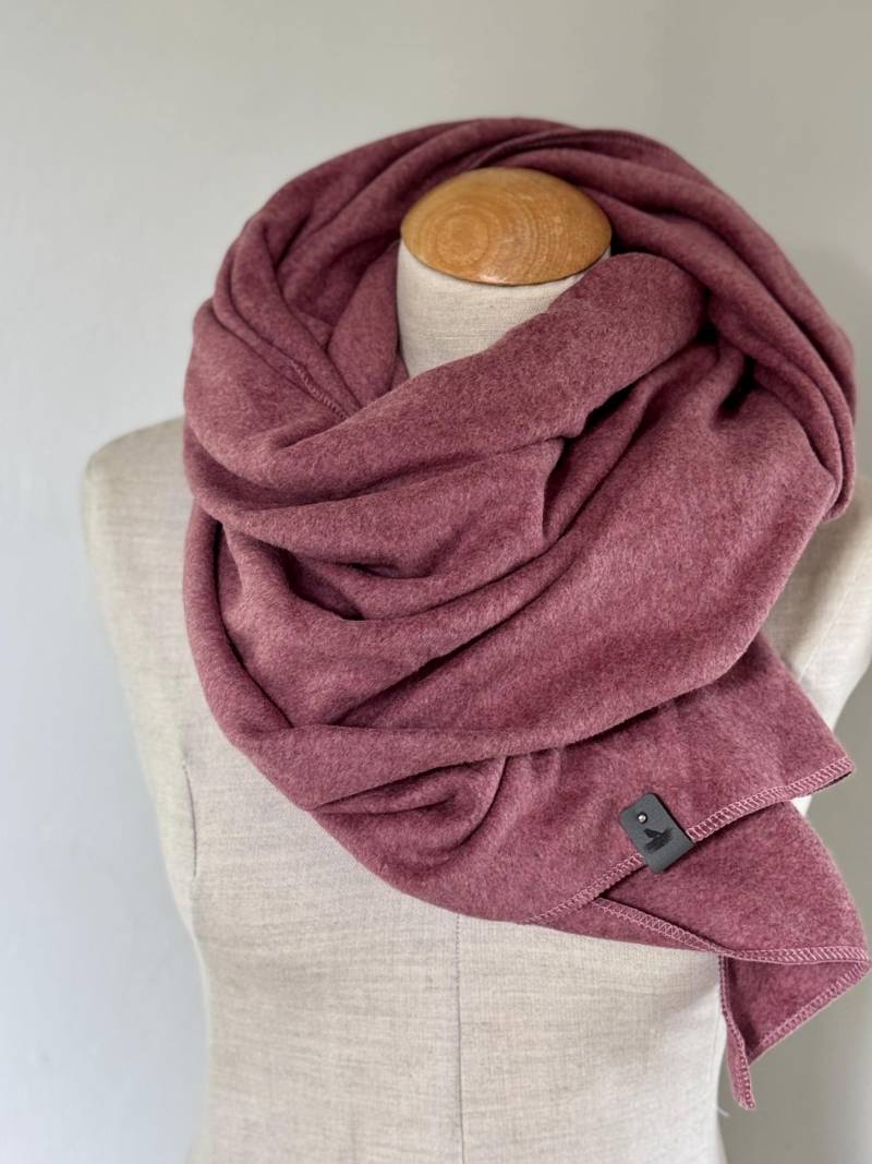 Bio Baumwolle Dreieckstuch Xxl Grün Wickelschal Beere Altrosa Baumwolltuch Halstuch Business Schal Stola Winter Fleece Warm Kuschelig von naehkombinat