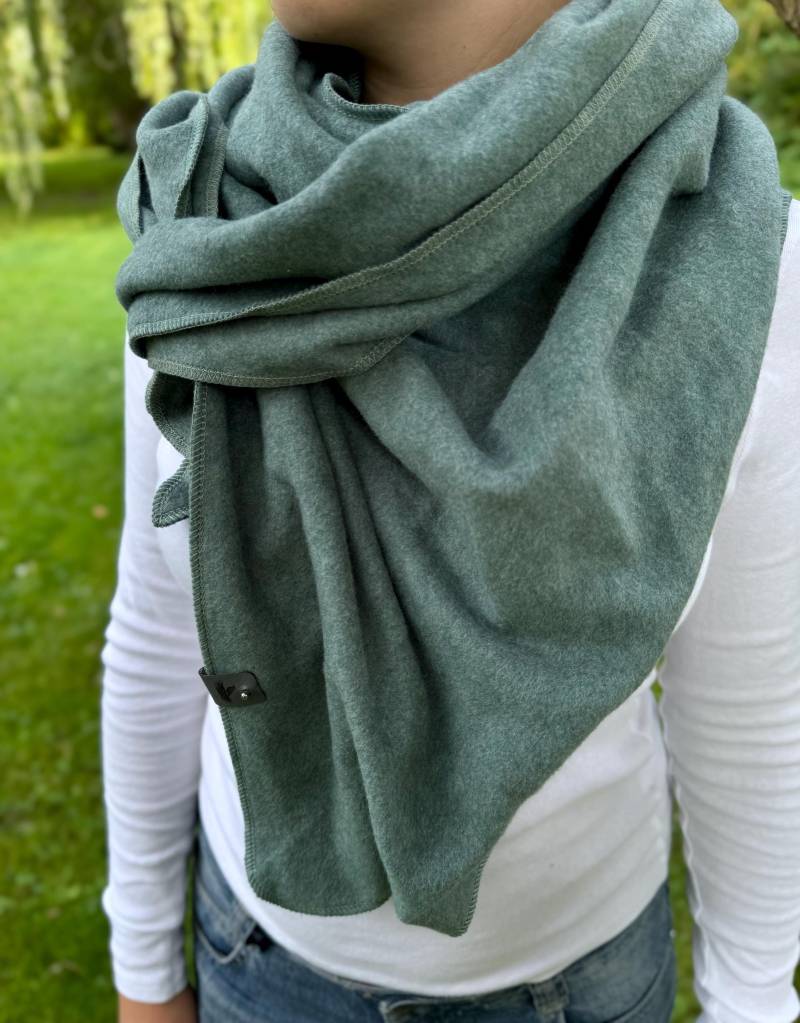 Bio Baumwolle Dreieckstuch Xxl Grün Wickelschal Grau Anthrazit Baumwolltuch Halstuch Business Schal Stola Winter Fleece Warm Kuschelig von naehkombinat