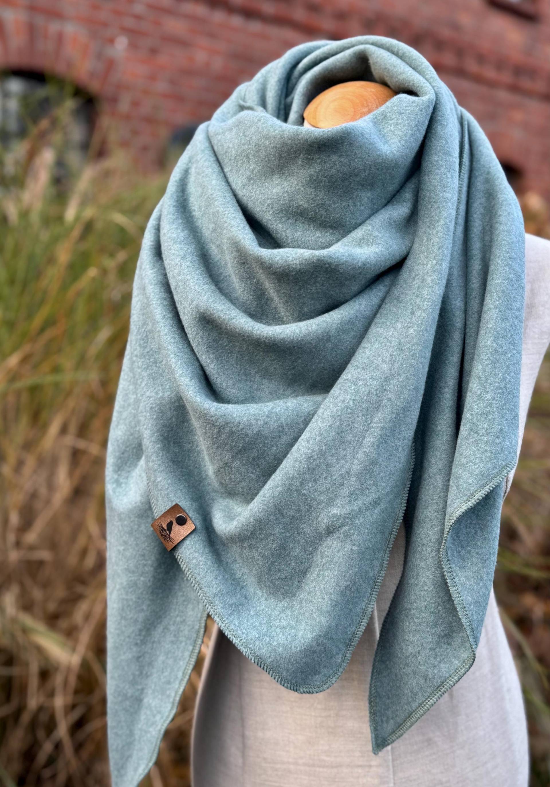 Bio Baumwolle Dreieckstuch Xxl Wickelschal Mint Türkis Grün Baumwolltuch Halstuch Business Schal Stola Winter Fleece Warm Kuschelig Weich von naehkombinat