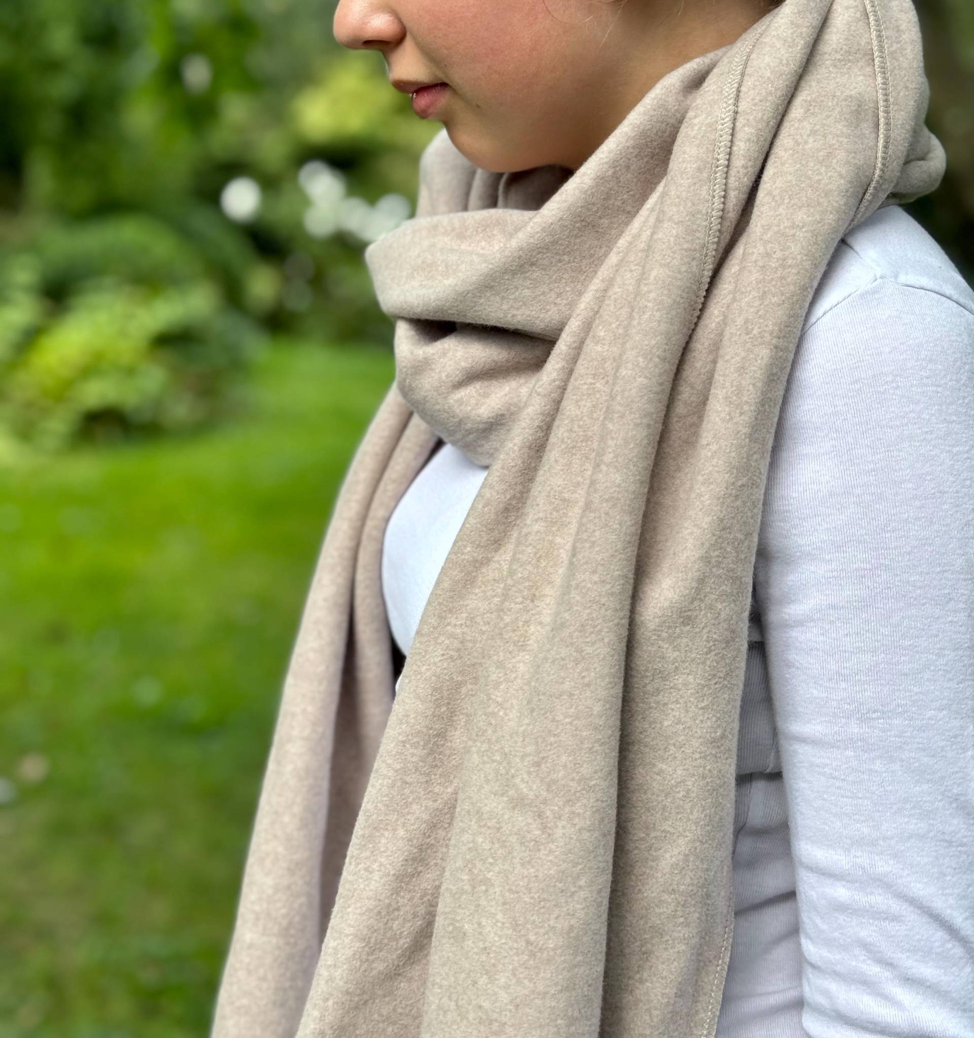 Bio Baumwolle Schal Xxl Wickelschal Beige Sand Baumwolltuch Halstuch Business Stola Winter Fleece Warm Kuschelig Weich Natur von naehkombinat