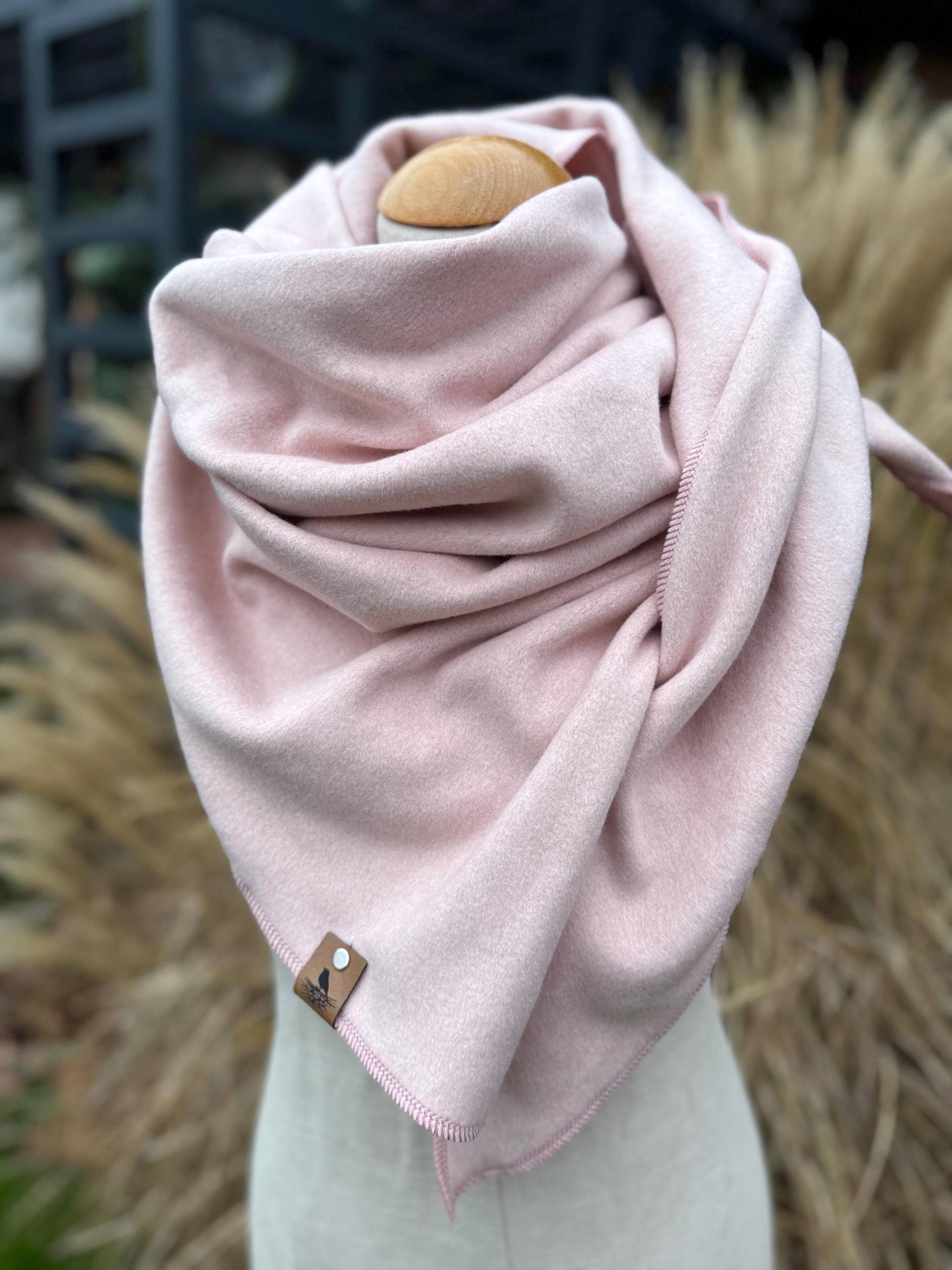 Bio Baumwolle Wickelschal Dreieckstuch Schal Rosa Lachs Pastell Melange Wrap Scarf, Triangular Loop Scarf von naehkombinat
