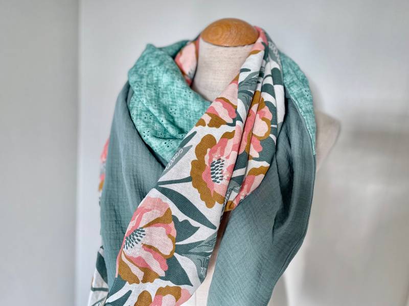 Dreieckstuch Wickelschal Loopschal Musselintuch Schal Leinen Halstuch Stola Sommertuch Viskose von naehkombinat