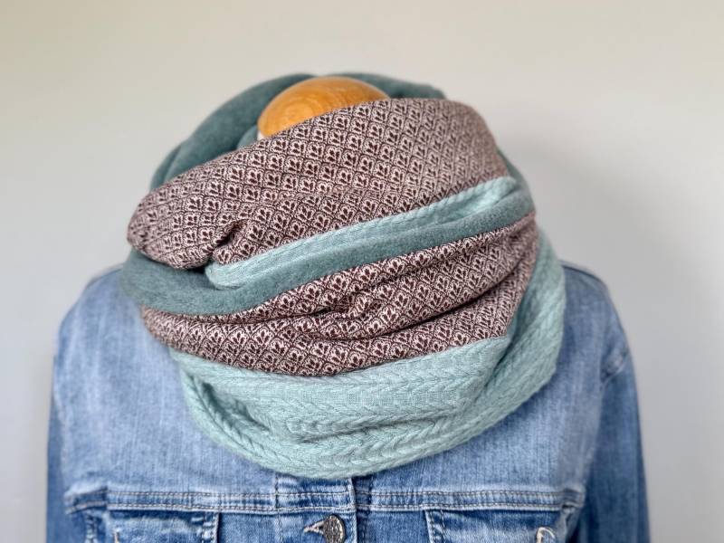 Loop Loopschal Schal Schlauchschal Wendeschal Grün Khaki Taupe Grau Beige Blumen Warm Watercolor von naehkombinat