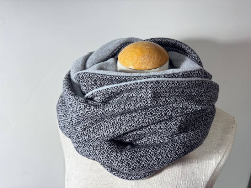 Loop Schlauchschal Loopschal Schwarz Grau Anthrazit Silbergrau Fleece Jacquard Jersey von naehkombinat