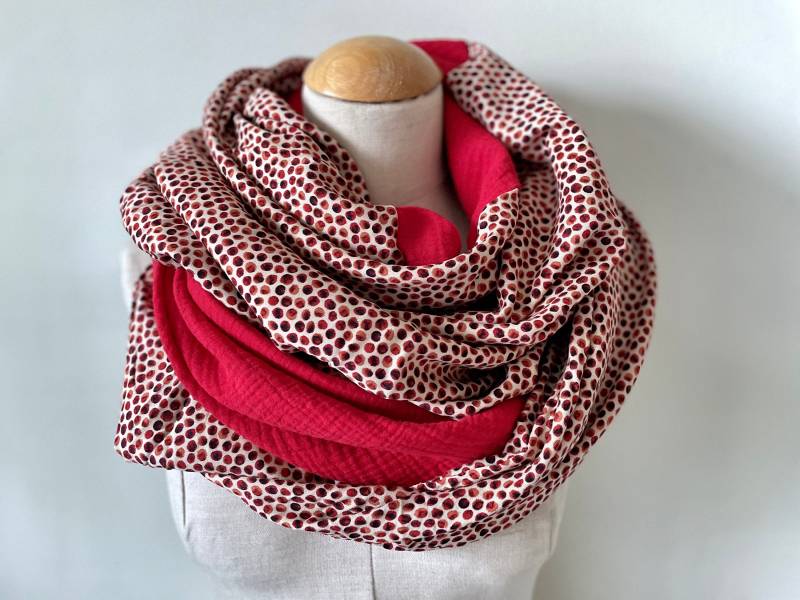 Musselintuch Xxl Wickelschal Dreieck Loopschal Punkte Viskose Leicht Frühling Baumwolle Schal Stola Sommertuch Dreieckstuch Gepunktet von naehkombinat