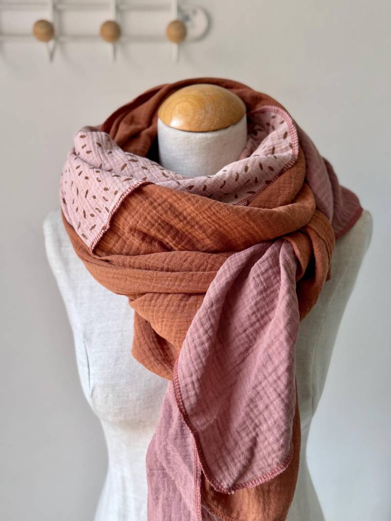 Musselintuch Xxl Wickelschal Halstuch Loopschal Lila Flieder Dusty Staubrosa Mauve Pastell Baumwolle Schal Stola Sommertuch Dreieckstuch von naehkombinat