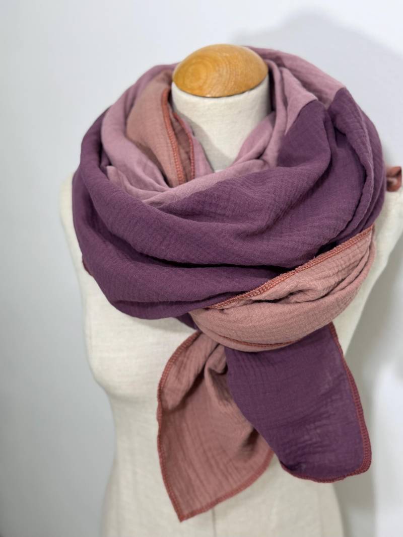 Musselintuch Xxl Wickelschal Halstuch Loopschal Lila Flieder Dusty Staubrosa Mauve Pastell Baumwolle Schal Stola Sommertuch Dreieckstuch von naehkombinat