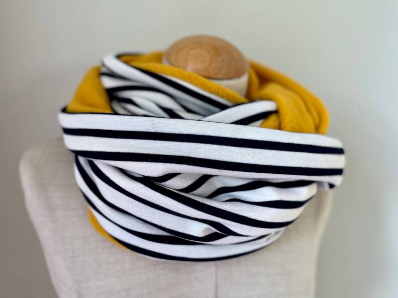 Schal Wickelschal Scarf Loopschal Tuch Wrap Loop Schlauchschal Jerseyschal Gestreift Maritim Streifen von naehkombinat