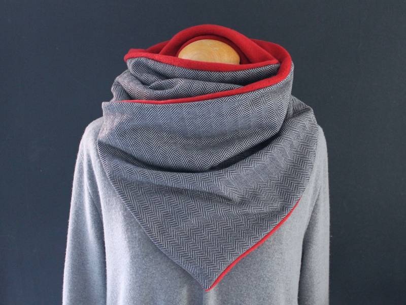 Wickelschal Dreieckstuch Fishbone Scarf Wrap Scarf, Triangular Loop Scarf von naehkombinat