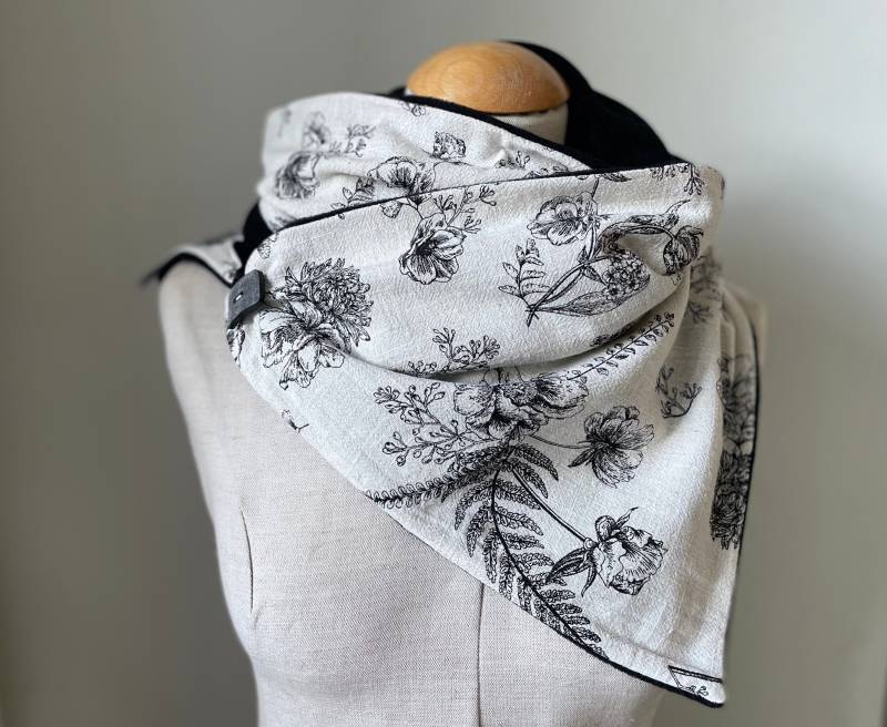 Wickelschal Knopfschal Schal Scarf Loop Tuch Leinenstoff von naehkombinat