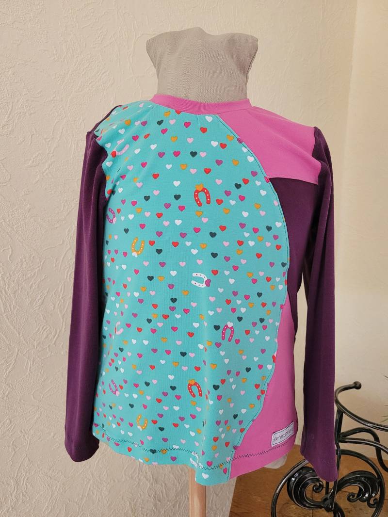 Langarmshirt Kinder Hufeisen in Lila Pink Gr. 110 von naehmaschinerie
