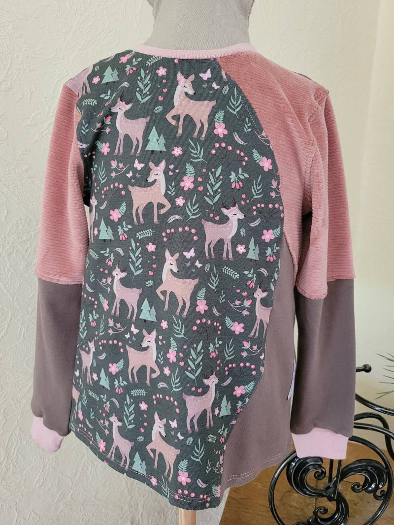 Langarmshirt Kinder Rehe Gr. 122 von naehmaschinerie