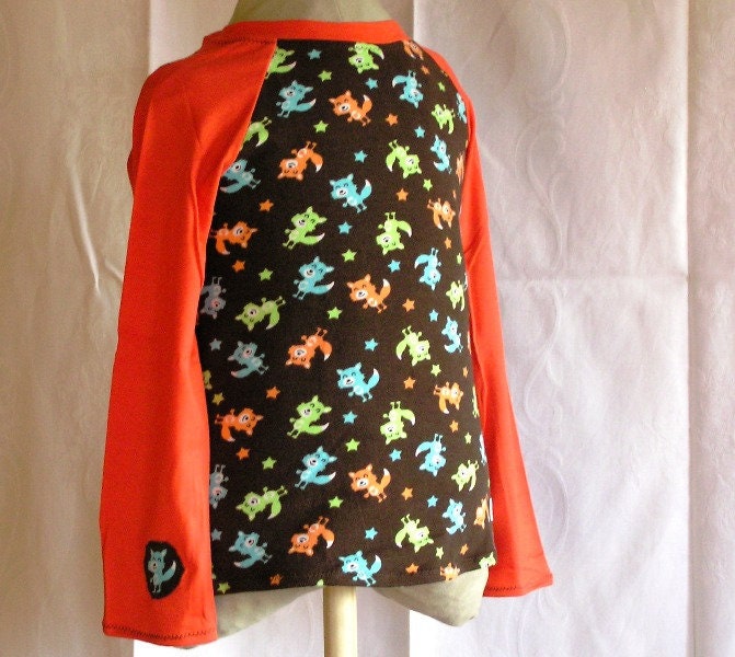 Langarmshirt Kinder Wölfe in Braun/Orange Gr. 110 von naehmaschinerie