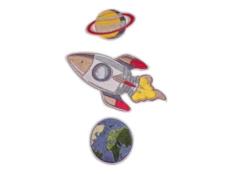 Patch Aufnäher Weltraum Rakete Planeten Erde Schultüte von naehschaetzchen