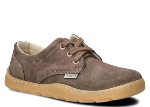 NAGABA – Orthopädische Weit Sneaker Damen - Barefoot Inspiriert für Frauen - Extrabreiter Zehenraum – Echtleder, Flache Schuhe, Lederschuhe mit Leder-Einlegesohle, Breite oder Hallux-Füße – Olive – 37 von nagaba