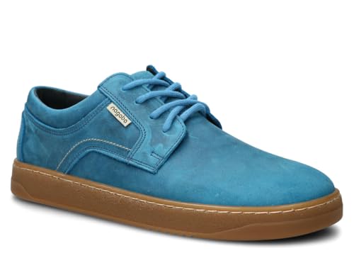 NAGABA Orthopädische Weit Sneaker Herren - Barefoot Inspiriert für Mann, Extrabreiter Zehenraum, Echtleder, Flache Schuhe, Lederschuhe mit Leder-Einlegesohle, Breite oder Hallux-Füße – Kobaltblau – 42 von nagaba